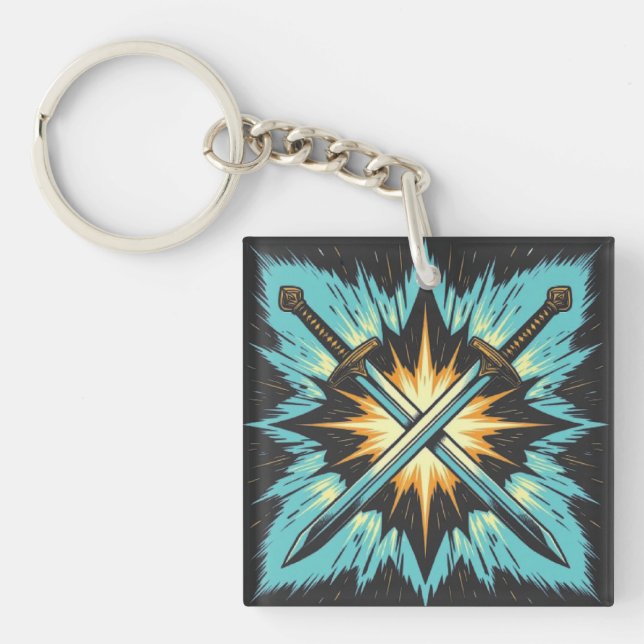 Porte-clefs Crossed Fantasy Arrows with Glowing Energy – Dynam (Devant)