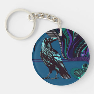 Porte-clefs Crow Design Acrylique Porte - clé rond pourpre ble