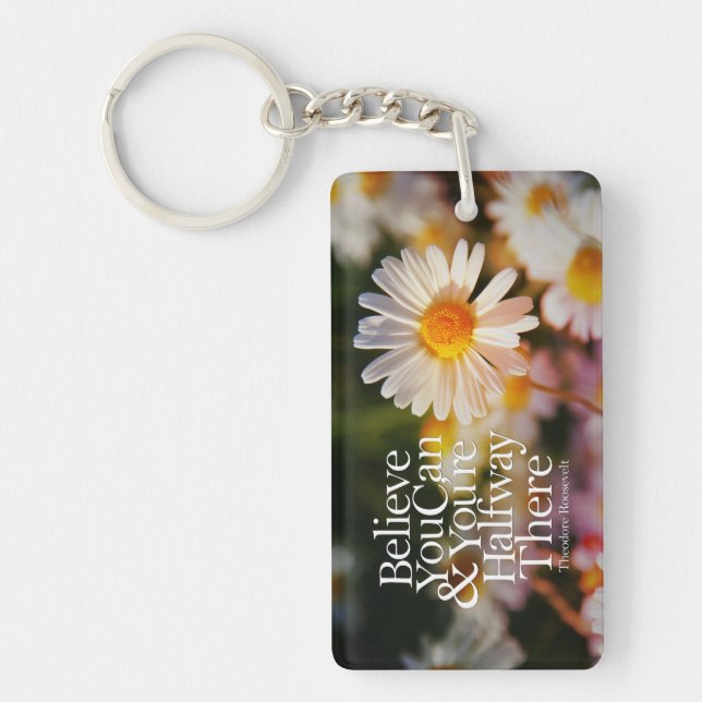 Porte-clefs Croyez Que Vous Pouvez Blanc Daisy Citation Motiva (Devant)