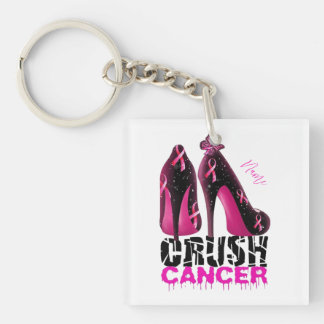 Porte-clefs Crush Breast Cancer Nom de sensibilisation customi