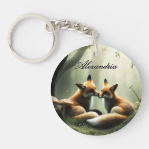 Porte-clefs Cuddle Fox dans Misty Forest Personnalisé