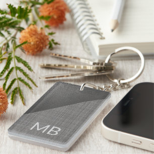 Porte-clefs Cuir Personnalisé Faux Gris Clair Moyen Foncé Aspe