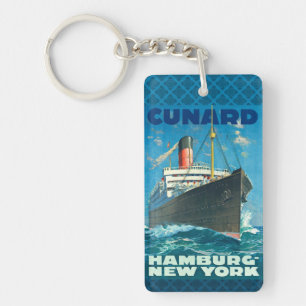 PORTE-CLEFS CUNARD OCEAN LINER HAMBURG NEW YORK