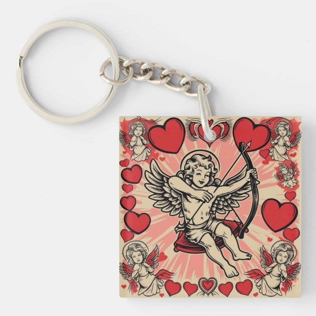 Porte-clefs Cupidon vintage amour (Devant)