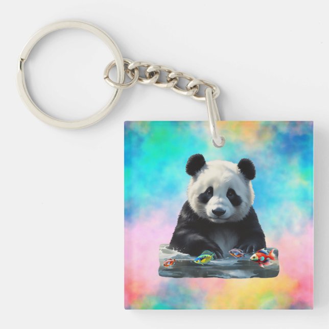Porte-clefs Curieux Porte - clé acrylique Panda (Devant)
