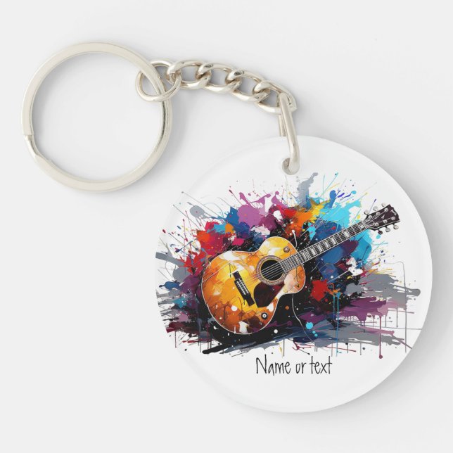 Porte-clefs Custom Artistic Abstract Guitar Music Lover's Art  (Devant)