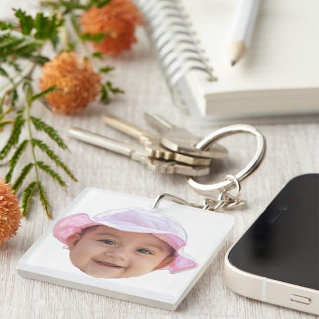 Porte-clefs Custom Baby Photo, Baby Photo Face (Devant Droit)