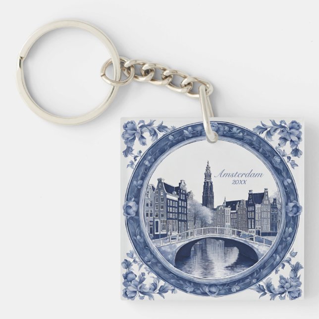 Porte-clefs Custom Blue Delft Amsterdam Souvenir (Devant)