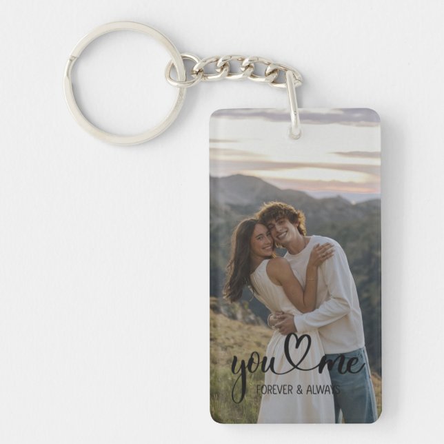 Porte-clefs Custom Couple Photo Keychain – Personalized Romant (Devant)