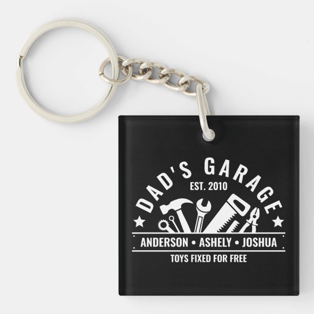 Porte-clefs Custom Dads Garage Funny Mécanicien Papa (Devant)