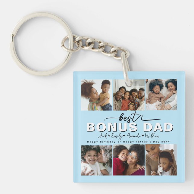 Porte-clefs Custom Elegant Meilleur Bonus Papa Photo collage (Devant)