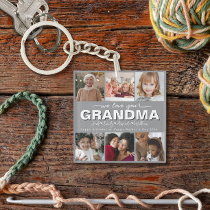 Porte-clefs Custom Elegant Nous vous aimons grand-mère Collage
