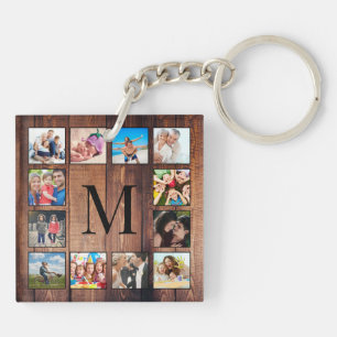 Porte-clefs Custom Family Photo Collage Reclaimed Wood
