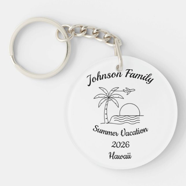 Porte-clefs Custom Family Reunion Beach Summer Vacation White (Devant)