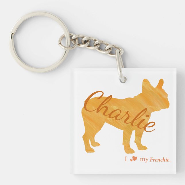 Porte-clefs Custom French Bulldog Pastel Orange Frenchie (Devant)