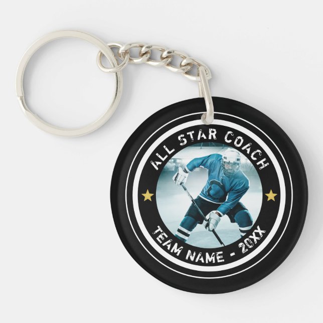 Porte-clefs Custom Hockey All Star Coach Photo Votre Couleur (Devant)