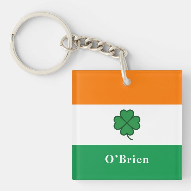 Porte-clefs Custom Irish Flag Bottle Opener with Last Name (Devant)
