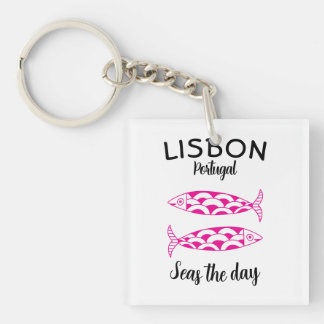 Porte-clefs Custom Lisbonne Portugal Voyage côtier Poisson ver