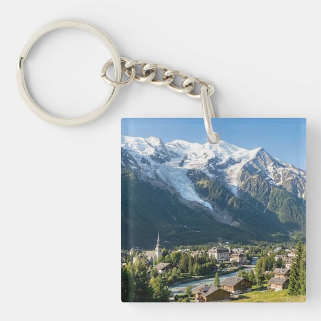 Porte-clefs Custom Majestic Mont Blanc French Alps View (Devant)