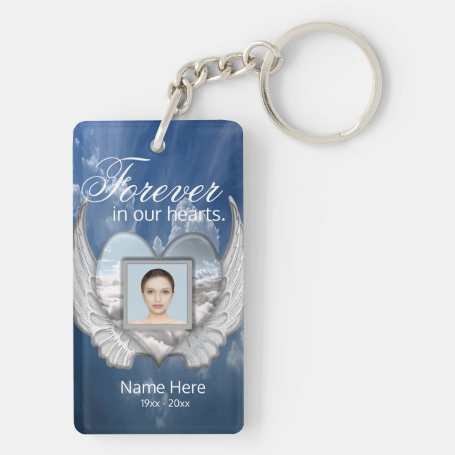 Porte-clefs Custom Memorial Angel Wings Heart Ajouter une phot (Dos)
