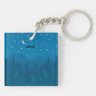 Porte-clefs Custom Name, Stars Moon Mountain Acrylic Keychain