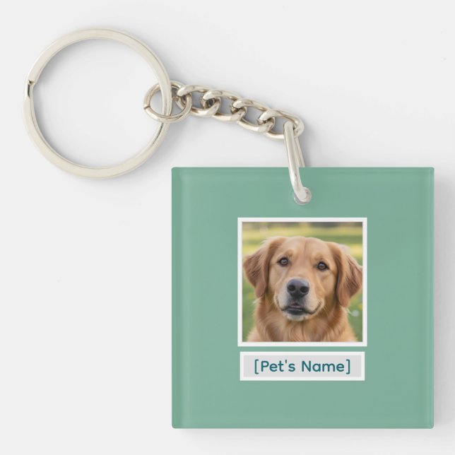 Porte-clefs Custom Pet Photo Keychain | Personalized Pet Name  (Devant)