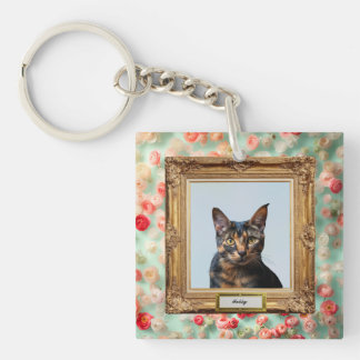 Porte-clefs Custom Pet Portrait Key Holder – Cat in a Frame