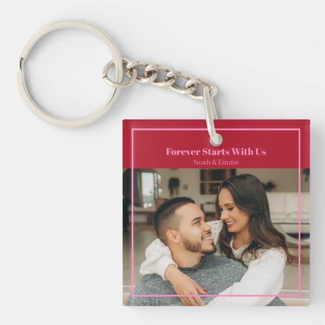Porte-clefs Custom Photo & Text Romantic Gift - Personalized  (Devant)