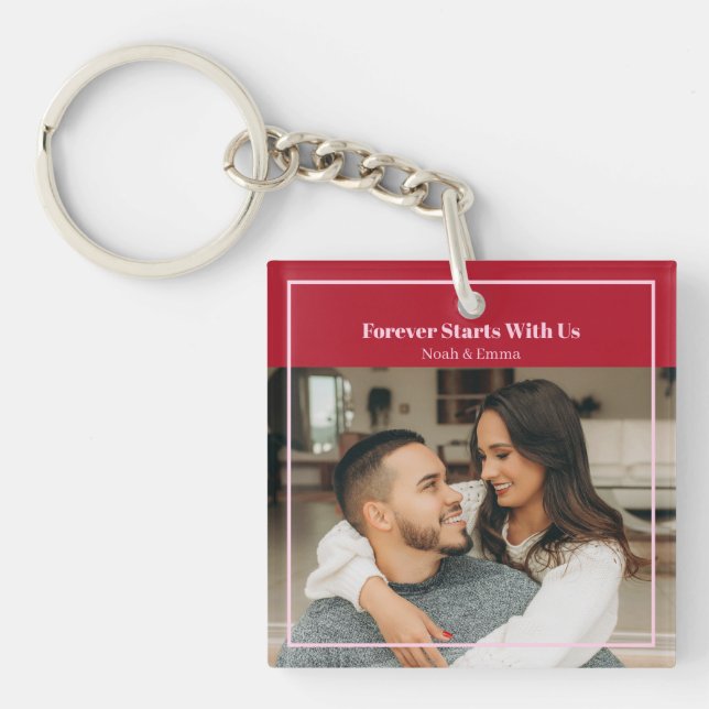 Porte-clefs Custom Photo & Text Romantic Gift - Personalized  (Devant)