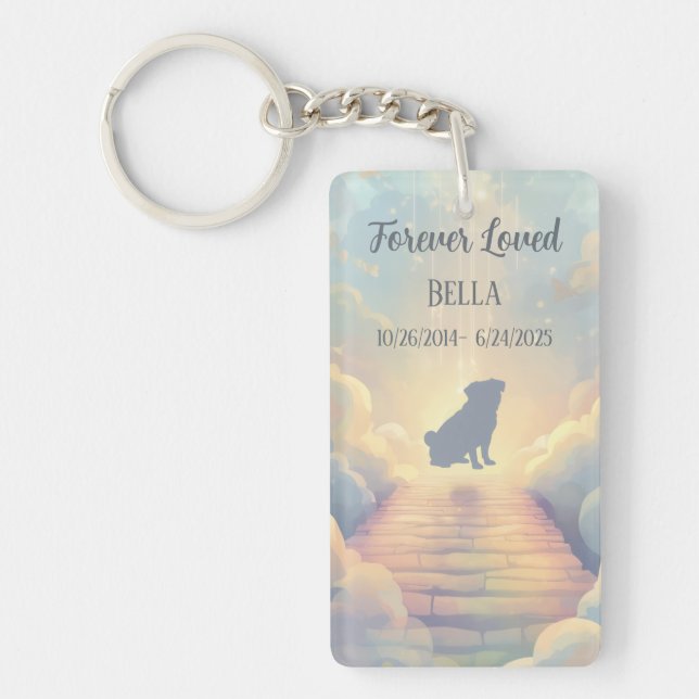 Porte-clefs Custom Pug Memorial Acrylic Keychain with QR (Devant)
