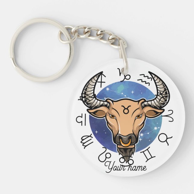 Porte-clefs Custom Taurus & Virgo Zodiac Keychain (Devant)