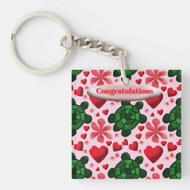 Porte-clefs Custom turtle pattern  gift (Devant)
