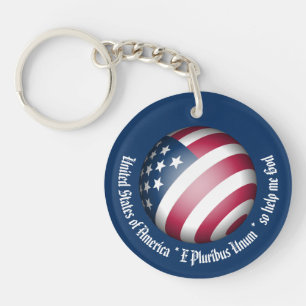 Porte-clefs Custom USA Drapeau et carte Globe, Naturalization
