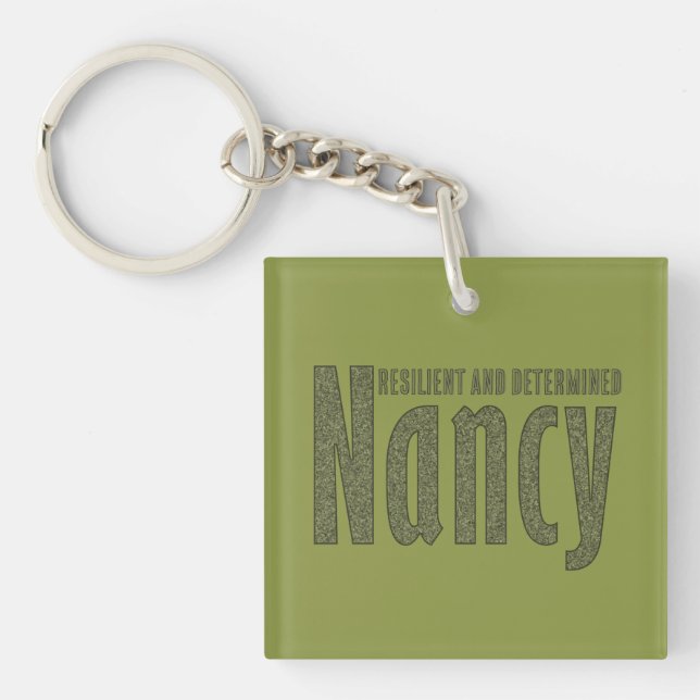 Porte-clefs Customisé "Nancy" Nom Dark Army Green Camouflage (Devant)