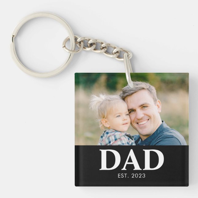 Porte-clefs Customizable Dad Established Photo Fathers Day (Devant)
