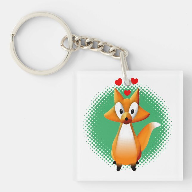 Porte-clefs Cute animal caricature Fox (Devant)