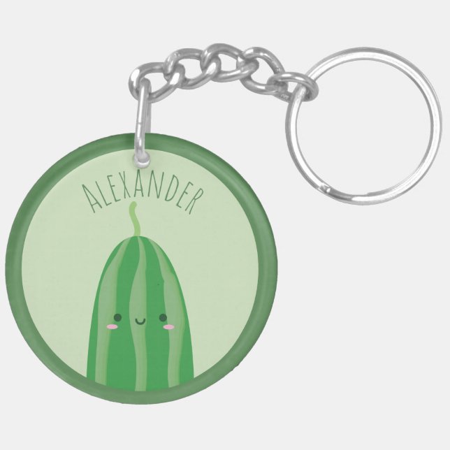 Porte-clefs Cute As As Cucumber Funny Kawaii Nom du mot clé (Dos gauche)