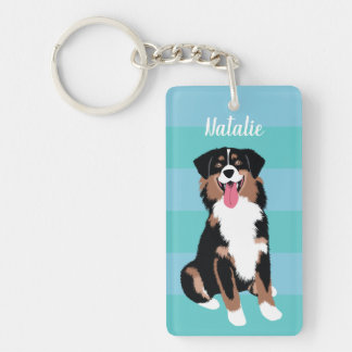 Porte-clefs Cute Australien Shepherd personnalisé| Blue Aqua