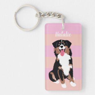 Porte-clefs Cute Australien Shepherd personnalisé  Poisson ros