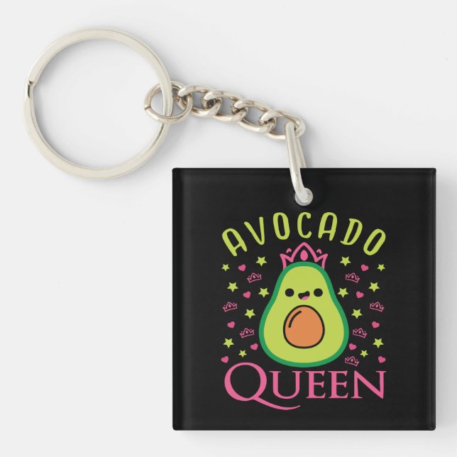 Porte-clefs Cute Avocado Queen with Heart Keto Girl Cooking  (Devant)