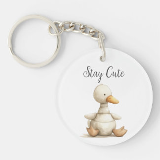 Porte-clefs Cute Baby Animal Duck Citation Rester mignonne ron