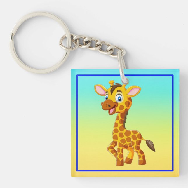 Porte-clefs Cute Baby Giraffe Smiling Cartoon-35280 (Devant)