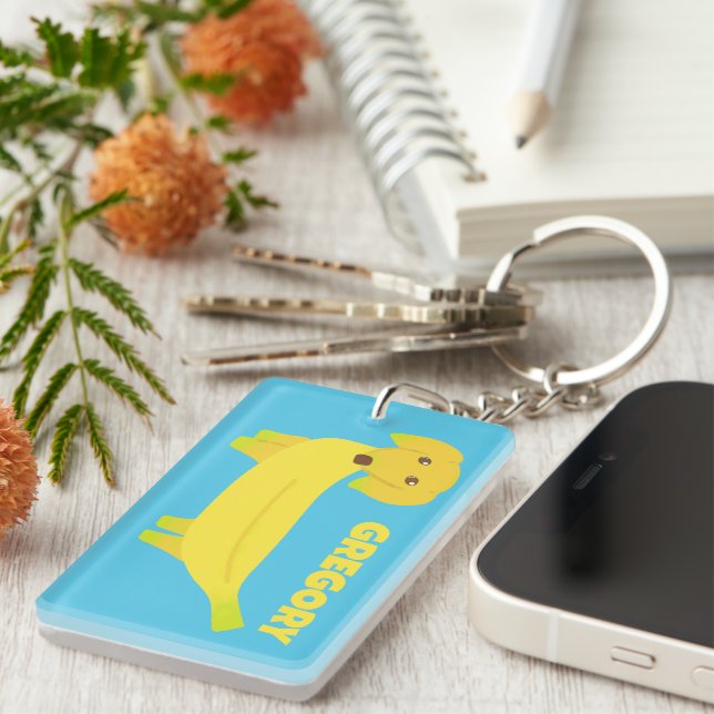 Porte-clefs Cute Banana Dog Personnalisé (Devant droit)