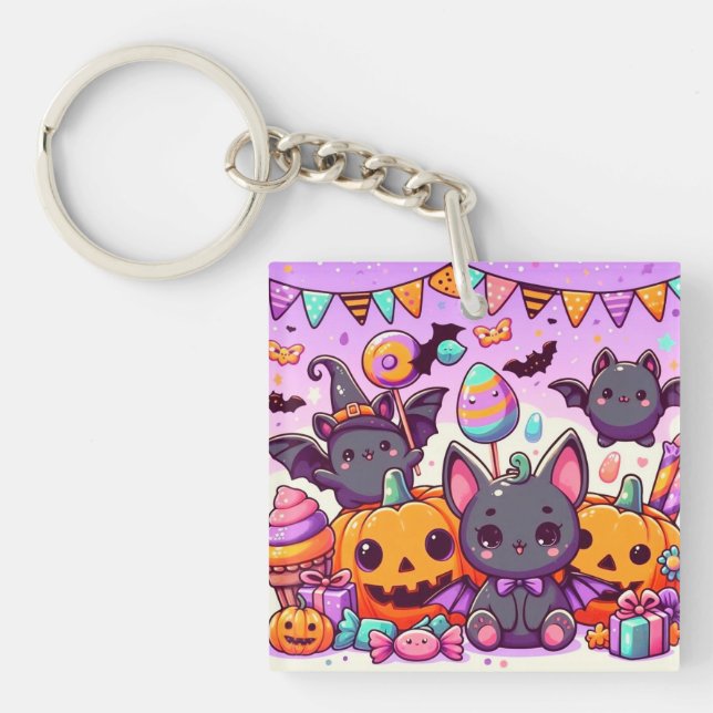 Porte-clefs Cute bats halloween party (Devant)