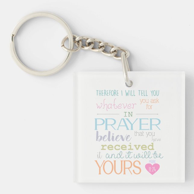 Porte-clefs Cute Bible chrétienne Verse Prière Faith NIV paste (Devant)