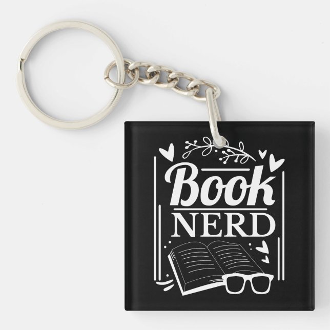 Porte-clefs Cute Book Nerd Bookaholic Monogramme (Devant)