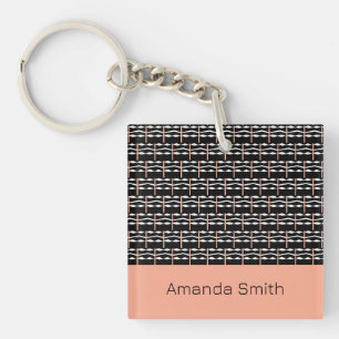 Porte-clefs Cute Brown, noir et blanc Carré Motif