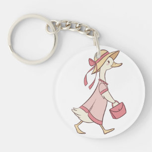 Porte-clefs Cute Canard en Robe Rose Porte - clé
