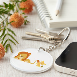 Porte-clefs Cute Cartoon Lion Papa et Porte - clé Cub