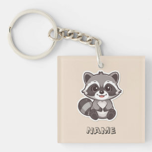 Porte-clefs Cute Cartoon Raccoon Porte - clé personnalisé